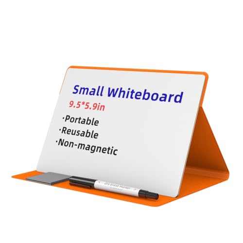 Fangxuee Tragbares Kleines Whiteboard, Wiederverwendbares Mini-Magnet-Whiteboard mit Abwischbarem Marker-Tuch, Magnetisches Whiteboard, Orange von Fangxuee