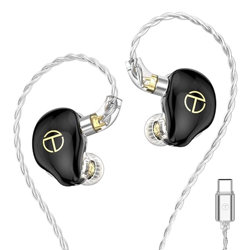 Fanmusic TRN ST7 2DD+5BA Hybrid-In-Ear-Kopfhörer, 2-polig, 10 + 6 mm, koaxiale Dual-Moving Coil (Schwarz, Typ-C mit Mikrofon) von Fanmusic