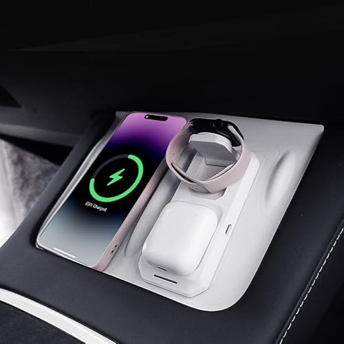 Für Model Y New 3 Wireless Charging 3 in 1 Silikonmatte (für Model 3 Y Weiß) von Fannasi