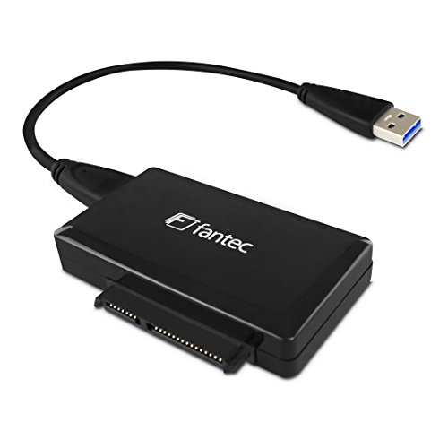 FANTEC AD-U3SA USB 3.0 zu SATA Adapter (für 6,35 cm (2,5 Zoll) oder 8,89 cm (3,5 Zoll) SATA I/II/III Festplatten und SSDs oder 13,34 cm (5,25 Zoll) Laufwerke, 6G Support) schwarz von Fantec