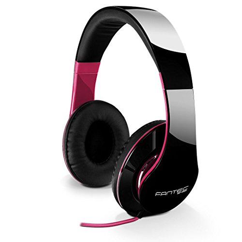 FANTEC SHP-250AJ Stereo HiFi Kopfhörer (mit Bügel, On Ear, 3, 5 mm Klinkestecker, Bassstark, Große und weiche Ohrpolster) schwarz/pink von Fantec