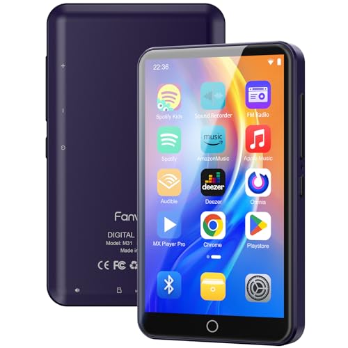 Fanvace 80GB MP3 Player mit WiFi Bluetooth - 4 Zoll IPS Touch Screen, Musikplayer für Kinder, Android MP4 Player mit Spotify, Audible, Amazon Music, Deezer, Play Store Streaming Music Apps (Purple1) von Fanvace