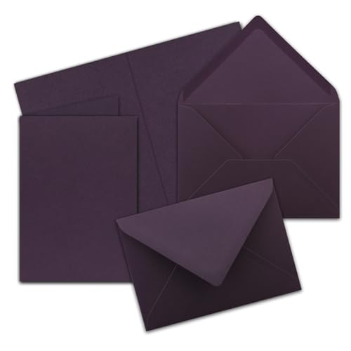 60x Faltkarten Set mit Briefumschlägen DIN A6 / C6 - Aubergine (Lila) - 14,8 x 10,5 cm - Doppelkarten Set - Serie FarbenFroh von FarbenFroh by GUSTAV NEUSER