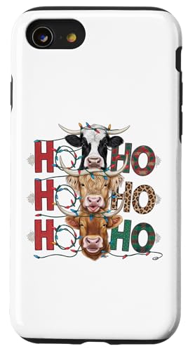 Hülle für iPhone SE (2020) / 7 / 8 Ho Ho Ho Kühe Weihnachtsbeleuchtung - Lustiges Bauernhoftier von Farm Holiday Fun - Cow Christmas Collection