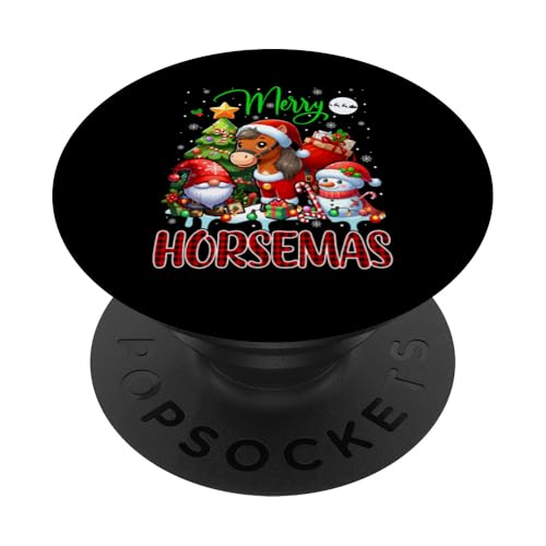 Merry Christmas Horse Cute Santa Horse Gnome Snowman Farmer PopSockets mit austauschbarem PopGrip von Farmer Christmas Costume