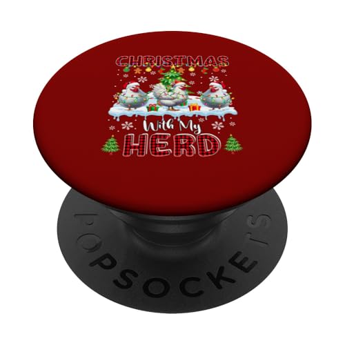 Weihnachten mit meiner Herde Drei Weihnachtsmann-Hühner Farmer Rancher PopSockets Klebender PopGrip von Farmer Christmas Costume