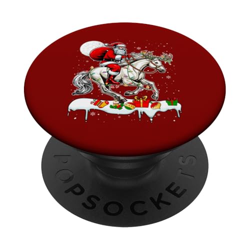 Weihnachtsmann Reitpferd Rentier Xmas Bauernhof Tierliebhaber Kinder PopSockets Klebender PopGrip von Farmer Christmas Costume