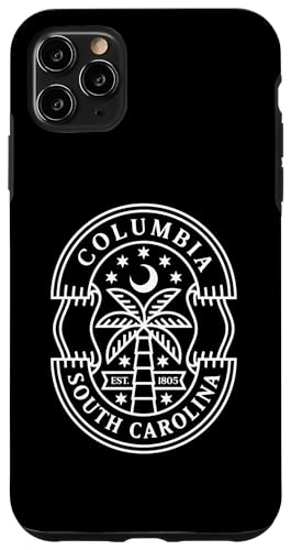 Hülle für iPhone 11 Pro Max Columbia South Carolina Palmenbaum und Mond im Minimalstil von Fashion Book