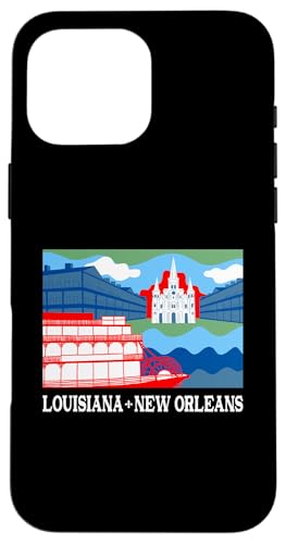 Hülle für iPhone 16 Pro Max New Orleans City Skyline, Dampfschiff, Louisiana, Reisesouvenir von Fashion Book