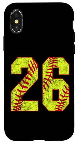 Hülle für iPhone X/XS Softball #26 Fast Pitch Love Softball Mama Lieblingsspieler von Fast Pitch Softball Jersey Number Fan Favorites