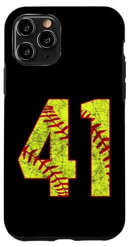 Hülle für iPhone 11 Pro Softball #41 Fastpitch Softball Mom Nummer 41 Spieler von Fastpitch Softball Jersey Number Fan Favorites