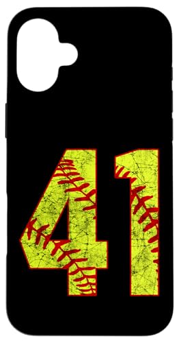 Hülle für iPhone 16 Plus Softball #41 Fastpitch Softball Mom Nummer 41 Spieler von Fastpitch Softball Jersey Number Fan Favorites