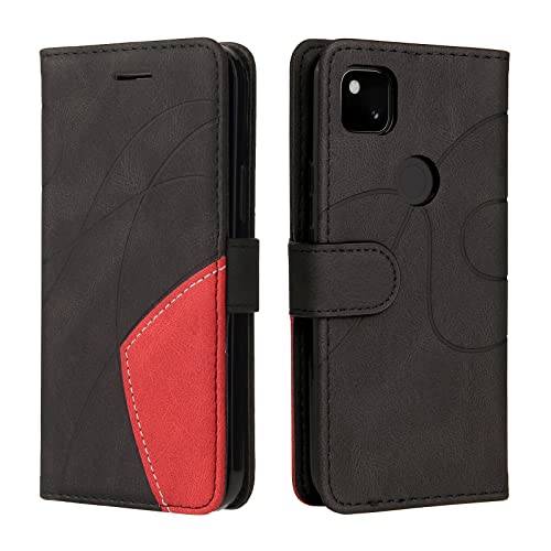 Fatcatparadise Kompatibel mit Google Pixel 4A Hülle, Leder PU Brieftasche Handyhülle Flip Case Silikon Bumper Schutzhülle Klapphülle. Lederhülle mit Kartenfächern und Standfunktion (Schwarz) von Fatcatparadise