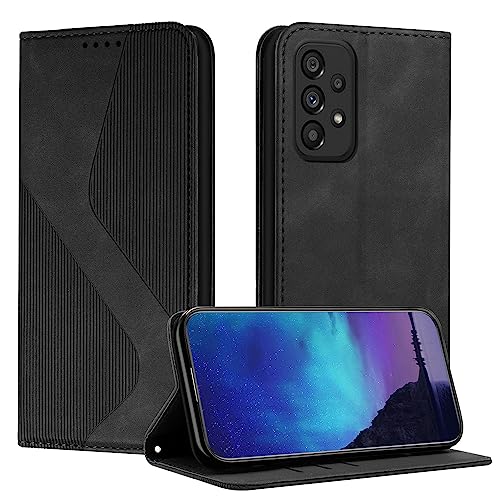 Fatcatparadise Kompatibel mit Samsung Galaxy A73 5G Hülle, Handyhülle für Samsung A73 5G, PU Leder Flip Klappbare Wallet Magnet Case Handytasche Klapphülle Schutzhülle Samsung A73 5G Hülle (Schwarz) von Fatcatparadise