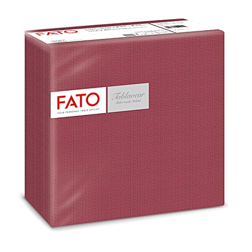 Fato, Trockene Papierservietten, Airlaid, Textileffekt, Packung mit 50 Servietten, Größe 40x40 gefaltet in 4, Dekoration Schatten Bordeaux von Fato