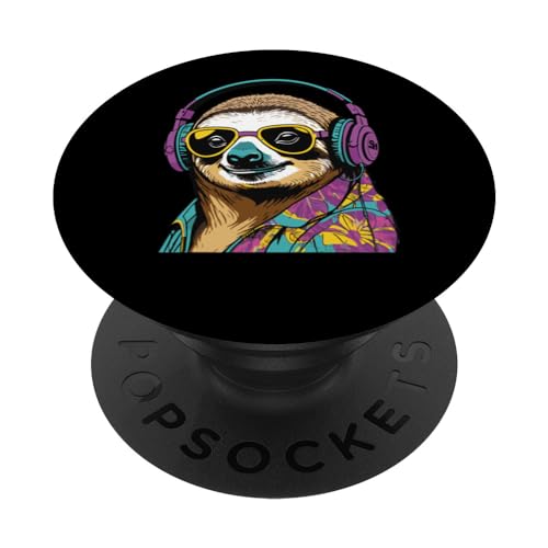 Faultier DJ mit Kopfhörer & Sonnenbrille Geschenkidee Musik PopSockets mit austauschbarem PopGrip von Faultier mit DJ Kopfhörer & Sonnenbrille Faultier