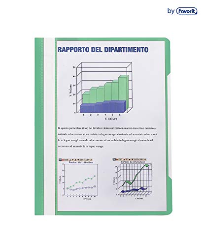 Favorit 100500006 Abdeckungen mit Mechanismus mit Nadeln aus Metall, A4, grün, 10 Stück von Favorit