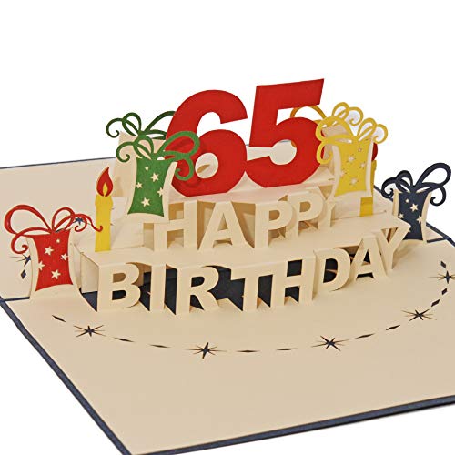 Favour Pop Up® - 3D Glückwunschkarte zum runden 65. Geburtstag. Pop Up Karte mit Überraschungseffekt. Format 12x17cm ALTA65B von Favour Pop Up