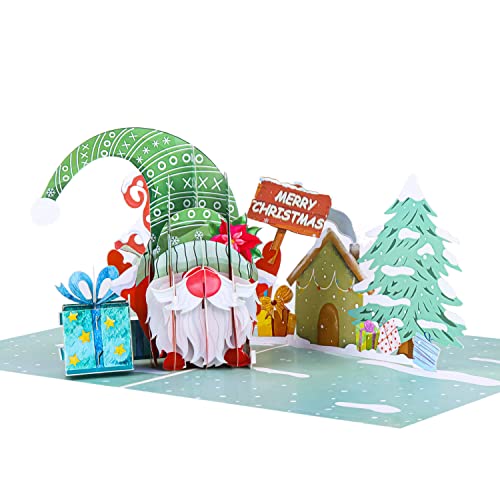 Favour Pop Up® - 3D lustige 3D Weihnachtskarte - ein ausgefallener handgemachter Weihnachtsgruß mit süßem Wichtel auch für Gutschein und Geldgeschenke von Favour Pop Up