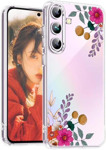 Crystal Clear Case für Samsung Galaxy A55 Hülle Silikon Transparent Handyhülle für Samsung A55 5G Dünne Durchsichtig Cover Galaxy A55 Hüllen TPU Stoßfeste Kratzfeste Schutzhülle mit Blumen Muster von Fciaeytou