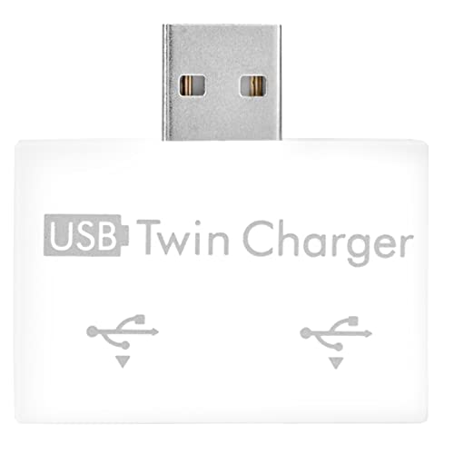 Dual-Port-USB2.0-Ladegerät-Splitter-Hub Zum Perfekten Laden von Zwei Geräten, Tragbarer USB-Hub für Reisende (White) von Fdit