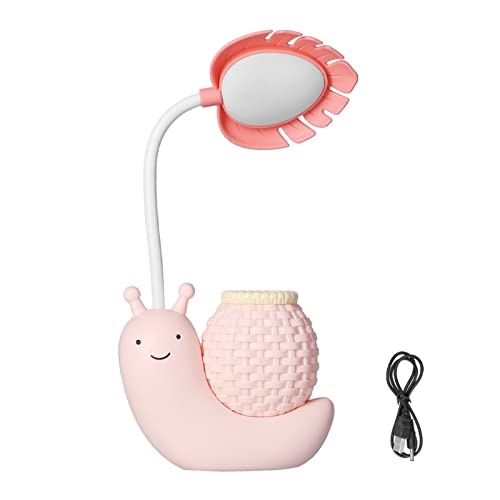 Faltbare LED-Schreibtischlampe, Flexibler Schwanenhals, USB Wiederaufladbar, Niedliche Tischleuchte mit Multifunktionalem Stifthalter für Studenten, Mehrere Funktionen (Rosa) von Fdit