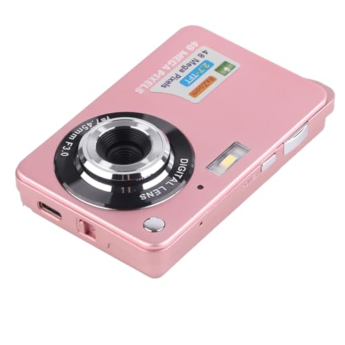 Kompakte 4K-Digitalkamera, 48 MP, 8-facher Zoom, Anti-Shake-Vlogging-Kamera für Fotografie, Videokamera, Minikamera [Anfänger, ], Kunststoff, Schwarz, 1 Kamera (PINK) von Fdit