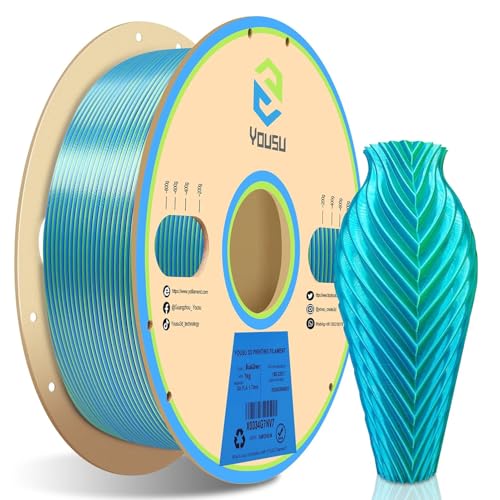 Yousu Seide Pla Filament Duale Farbgenauigkeit +/- 0,03 mm 3D-Druckmaterial Spule Gute Haftung Die meisten 错误 3D-Drucker 1 kg Silber Bronze (1) von Febuliy