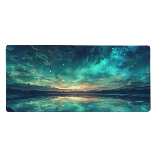 Mauspad Blau, Meer Mousepad XXL 500 x 250 x3 mm Gaming Mousepad mit Vernähte Kanten Wasserdicht und Rutschfester Mousepad für PC-Büro, Arbeit, Gaming, Studium, Laptop, Computer, Zuhause, Geschenke von Feeaxeae