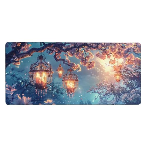 Schreibtischunterlage Blume Mauspad XXL 1500 x 800 x 3mm Groß Mauspad Baum Gaming Mousepad, Desk Mat, Mouse Pad mit Anti-Rutsch-Gummiboden, Gaming Zubehör Zimmer Deko Aesthetic, Geschenke für Männer von Feeaxeae