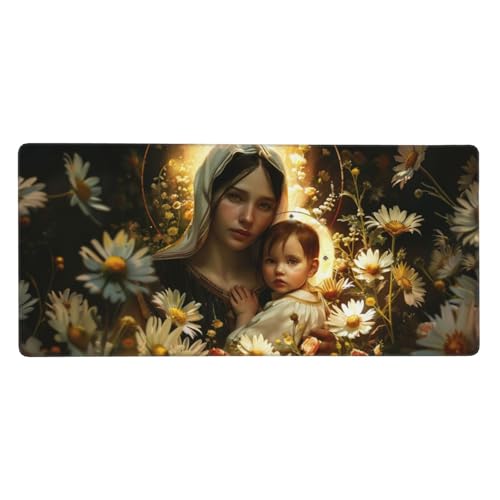 Schreibtischunterlage Blume Mauspad XXL 1500 x 800 x 3mm Groß Mauspad Mutter und Kind Gaming Mousepad, Mouse Pad mit Anti-Rutsch-Gummiboden, Gaming Zubehör Zimmer Deko Aesthetic, Geschenke für Männer von Feeaxeae