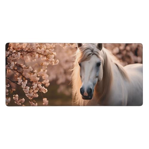 Schreibtischunterlage Blume Mauspad XXL 1500 x 800 x 3mm Groß Mauspad Pferd Gaming Mousepad, Desk Mat, Mouse Pad mit Anti-Rutsch-Gummiboden, Gaming Zubehör Zimmer Deko Aesthetic, Geschenke für Männer von Feeaxeae