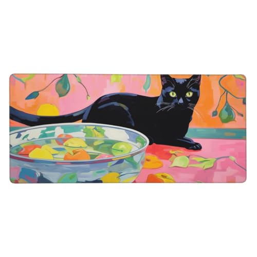 Schreibtischunterlage Katze Mauspad XXL 1500 x 800 x 3mm Groß Mauspad Karikatur Gaming Mousepad,Desk Mat,Mouse Pad mit Anti-Rutsch-Gummiboden,Gaming Zubehör Zimmer Deko Aesthetic,Geschenke für Männer von Feeaxeae