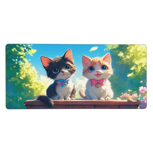 Schreibtischunterlage Katze Mauspad XXL 600 x 400 x 3mm Groß Mauspad Partner Gaming Mousepad, Desk Mat, Mouse Pad mit Anti-Rutsch-Gummiboden, Gaming Zubehör Zimmer Deko Aesthetic, Geschenke für Männer von Feeaxeae