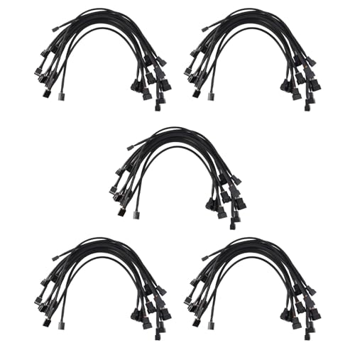 Fegtrtyoa 50 Stück 4 Pin PWM LüFter Verlängerung Strom Kabel Anschluss GehäUse Stecker Buchse Verlängerung Kabel Kompatibel mit 4 Pin / 3 Pin LüFter von Fegtrtyoa