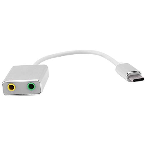 Fegtrtyoa Stecker Typ C Kabel Sound Karte Splitter Externer Adapter Kopfhörer USB Sound Karte Externer Adapter Mit 3,5 Mm Buchse von Fegtrtyoa