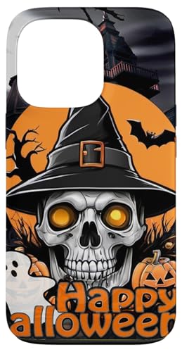 Hülle für iPhone 13 Pro Animierter Totenkopf-Geist Happy Halloween von Fei Long Design Hub