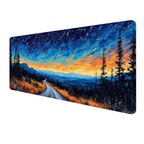 Blau Mousepad 1000 x 400 mm, Gaming Mauspad XXL Landschaft Mousepad, Groß Schreibtischunterlage, Mouse Pad Gaming Tastatur Matte mit Genähten Kanten, rutschfeste Gummibasis, Geschenke für Männer S-39 von FeiPride