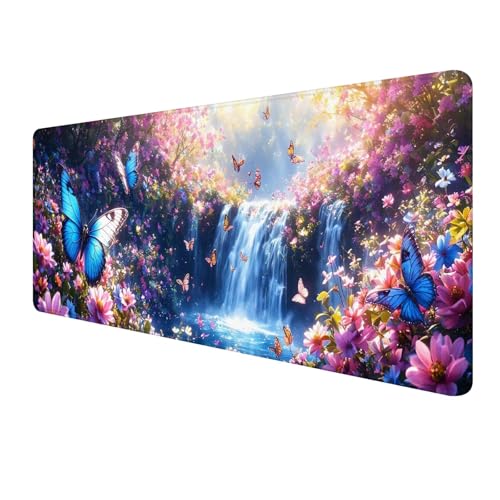 Gaming Mauspad XXL 1000 x 400 mm, Landschaft Mousepad Groß, Mauspad Fallen mit Genähten Kanten, Schreibtisch Unterlegmatte Anti-Rutsch, Smooth Surfaces, Verbessert Präzision und Geschwindigkeit S-887 von FeiPride