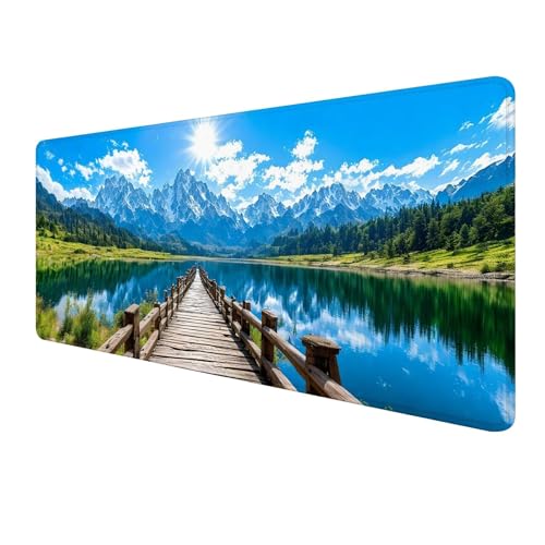 Gaming Mauspad XXL 1200 x 500 mm, Blau Mousepad Groß, Mauspad Landschaft mit Genähten Kanten, Schreibtisch Unterlegmatte Anti-Rutsch, Smooth Surfaces, Verbessert Präzision und Geschwindigkeit S-930 von FeiPride