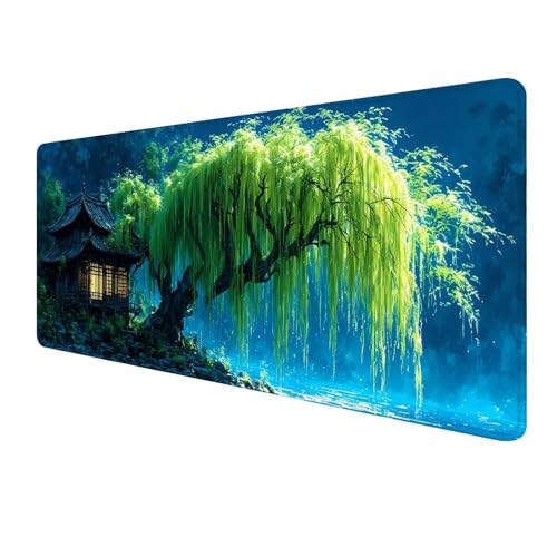 Gaming Mauspad XXL 1200 x 500 mm, Grün Mousepad Groß, Mauspad Baum mit Genähten Kanten, Schreibtisch Unterlegmatte mit Anti-Rutsch, Smooth Surfaces, Verbessert Präzision und Geschwindigkeit S-627 von FeiPride