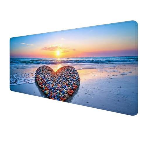 Gaming Mauspad XXL 800 x 300 mm, Blau Mousepad Groß, Mauspad Strand mit Genähten Kanten, Schreibtisch Unterlegmatte mit Anti-Rutsch, Smooth Surfaces, Verbessert Präzision und Geschwindigkeit S-943 von FeiPride