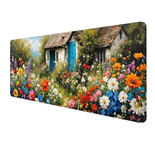 Gaming Mauspad XXL 800 x 300 mm, Farbe Mousepad Groß, Mauspad Blume mit Genähten Kanten, Schreibtisch Unterlegmatte mit Anti-Rutsch, Smooth Surfaces, Verbessert Präzision und Geschwindigkeit S-967 von FeiPride