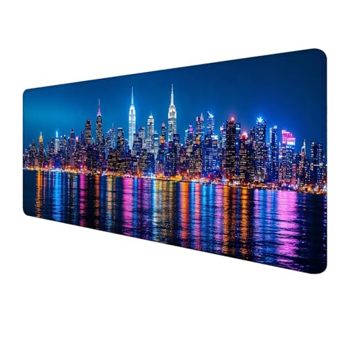 Gaming Mauspad XXL 800 x 300 mm, Farbe Mousepad Groß, Mauspad Stadt mit Genähten Kanten, Schreibtisch Unterlegmatte mit Anti-Rutsch, Smooth Surfaces, Verbessert Präzision und Geschwindigkeit S-763 von FeiPride