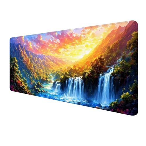 Gaming Mauspad XXL 800 x 300 mm, Landschaft Mousepad Groß, Mauspad Fallen mit Genähten Kanten, Schreibtisch Unterlegmatte Anti-Rutsch, Smooth Surfaces, Verbessert Präzision und Geschwindigkeit S-925 von FeiPride