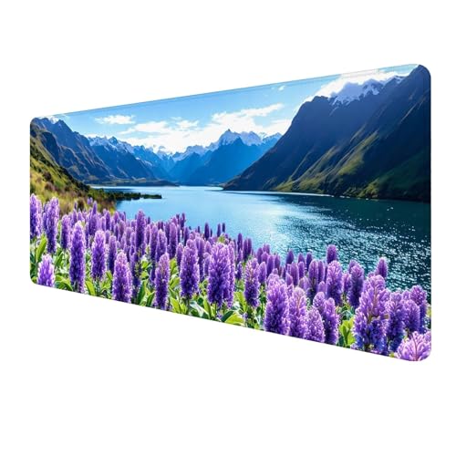 Gaming Mauspad XXL 800 x 300 mm, Lila Mousepad Groß, Mauspad Blume mit Genähten Kanten, Schreibtisch Unterlegmatte mit Anti-Rutsch, Smooth Surfaces, Verbessert Präzision und Geschwindigkeit S-931 von FeiPride