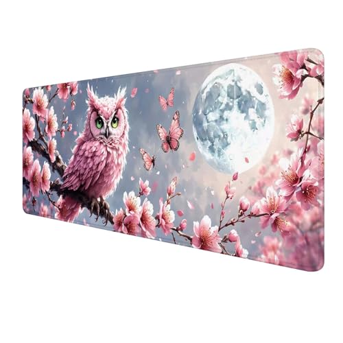 Gaming Mauspad XXL 800 x 300 mm, Rosa Mousepad Groß, Mauspad Blume mit Genähten Kanten, Schreibtisch Unterlegmatte mit Anti-Rutsch, Smooth Surfaces, Verbessert Präzision und Geschwindigkeit S-214 von FeiPride