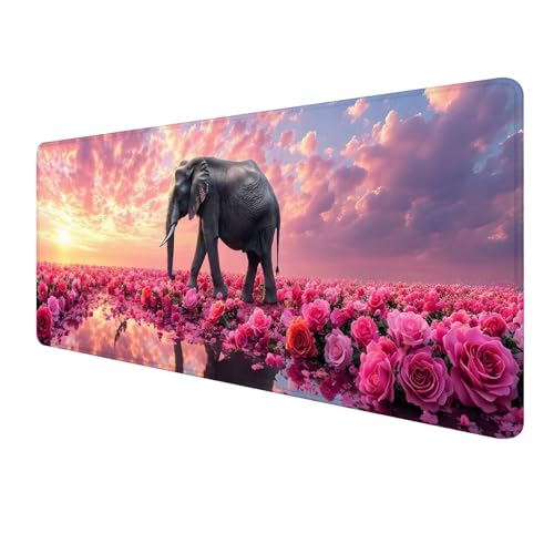 Gaming Mauspad XXL 800 x 300 mm, Rosa Mousepad Groß, Mauspad Blume mit Genähten Kanten, Schreibtisch Unterlegmatte mit Anti-Rutsch, Smooth Surfaces, Verbessert Präzision und Geschwindigkeit S-988 von FeiPride