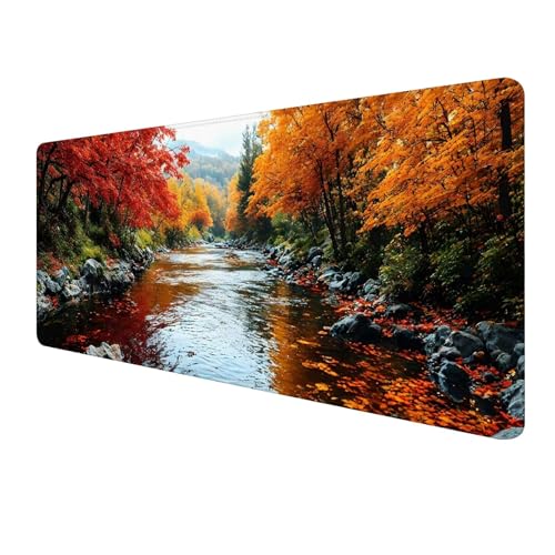 Herbst Mousepad 900 x 300 mm,Gaming Mauspad XXL Baum Mousepad,Groß Schreibtischunterlage,Mouse Pad Gaming Tastatur Matte mit Genähten Kanten,rutschfeste Gummibasis Desk Mat,Geschenke Männer S-472 von FeiPride