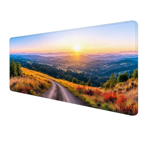 Landschaft Mousepad 800 x 300 mm, Gaming Mauspad XXL Sonnenuntergang Mousepad, Groß Schreibtischunterlage, Mouse Pad Gaming Tastatur Matte mit Genähten Kanten, rutschfeste Gummibasis, Geschenke S-992 von FeiPride